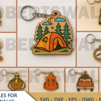 Intra απο ξύλο plywood 3mm-4mm πάχος Keychain Camping Δίασταση 6x6 cm INTRAFABR-123010753 - Image 1