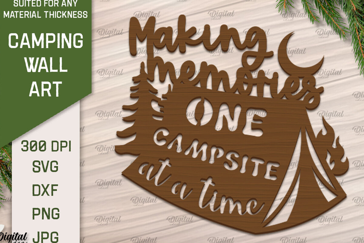 Intra απο ξύλο plywood 3mm-4mm πάχος Camping Wall Art . Camping Papercut Δίασταση 40x40 cm INTRAFABR-91963017