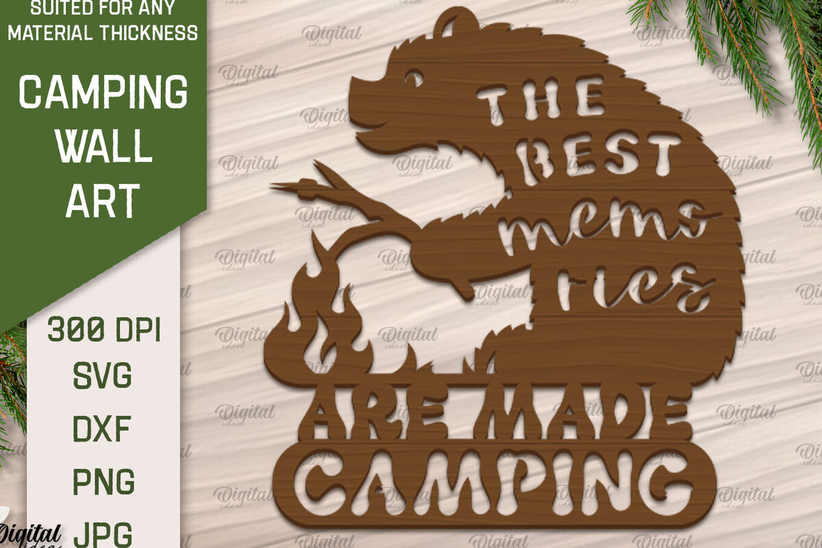 Intra απο ξύλο plywood 3mm-4mm πάχος Camping Wall Art . Camping Papercut Δίασταση 40x40 cm INTRAFABR-91963101