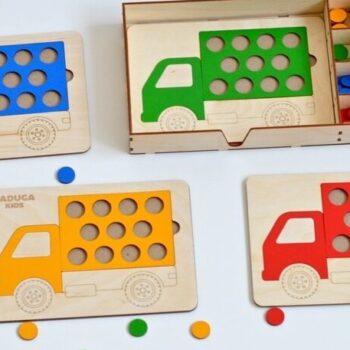 Intra απο ξύλο plywood 3mm-4mm πάχος – Truck Inset Puzzle Learning Board Colors and Shapes 25x25 cm INTRAVECTRY-MY558687 - Image 1