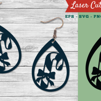 Intra απο ξύλο plywood 3mm-4mm πάχος Σκουλαρίκια Candy Cane Design Δίασταση 3x3 cm INTRAFABR-111318047 - Image 1