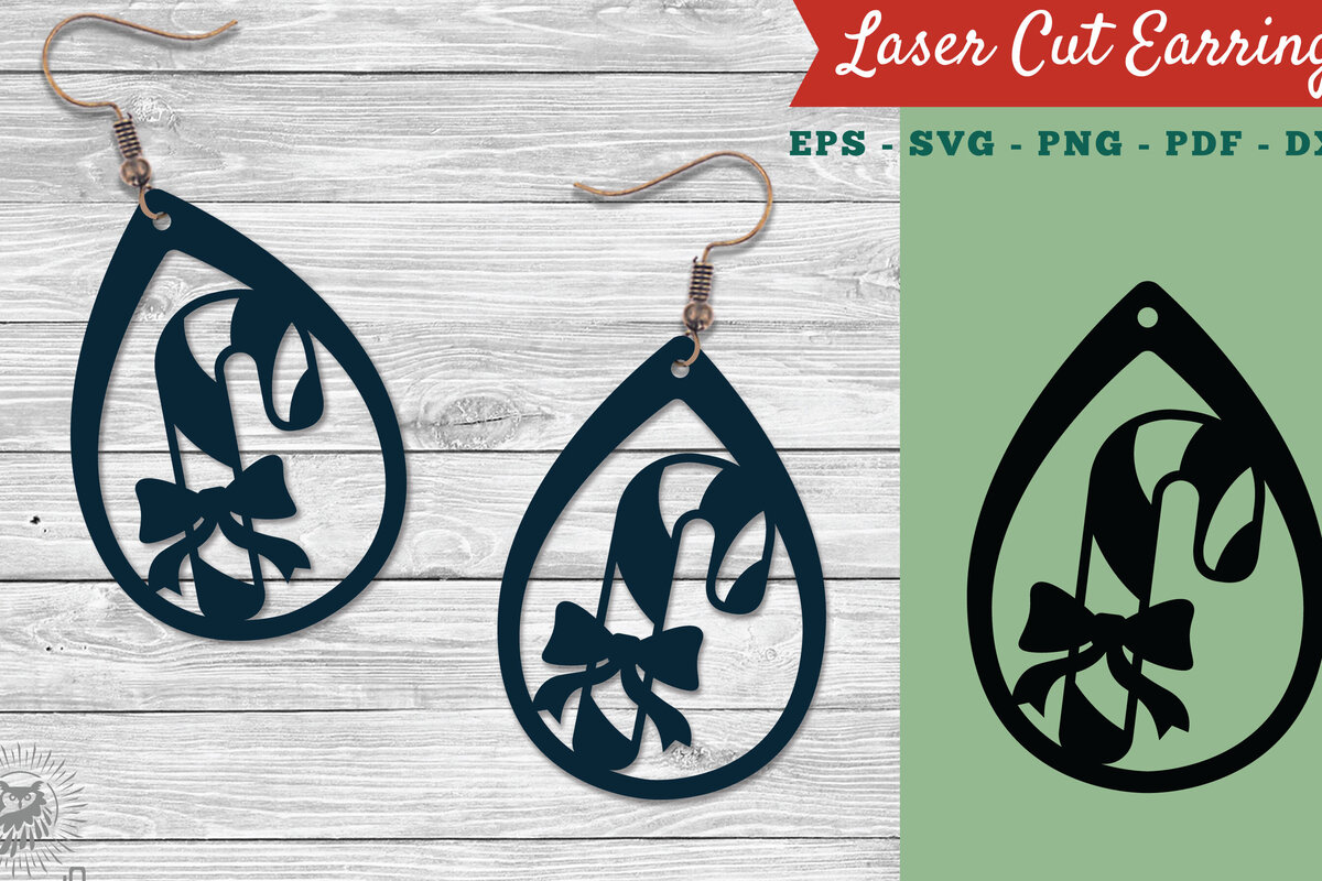 Intra απο ξύλο plywood 3mm-4mm πάχος Σκουλαρίκια Candy Cane Design Δίασταση 3x3 cm INTRAFABR-111318047