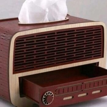 Intra απο ξύλο plywood 3mm-4mm πάχος – ξύλο ξύλινο ρετρό ραδιόφωνο Tissue Box 20x25 cm INTRAVECTRY-MY558086 - Image 1