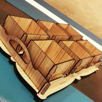 Intra απο ξύλο plywood 3mm-4mm πάχος – Ξύλινος δίσκος σερβιρίσματος με λίμα 6 αφαιρούμενων κουτιών 30x35 cm INTRAVECTRY-MY556019 - Image 1