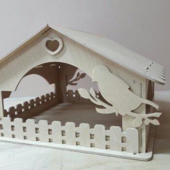 Intra απο ξύλο plywood 3mm-4mm πάχος – Wild Birds Feeder Bird σε ξύλο υποκαταστήματος 35x40 cm INTRAVECTRY-MY556022 - Image 1