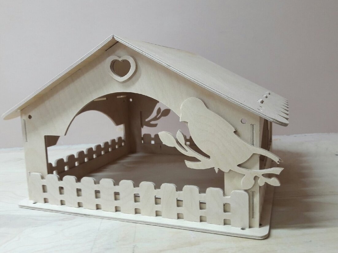 Intra απο ξύλο plywood 3mm-4mm πάχος – Wild Birds Feeder Bird σε ξύλο υποκαταστήματος 35x40 cm INTRAVECTRY-MY556022