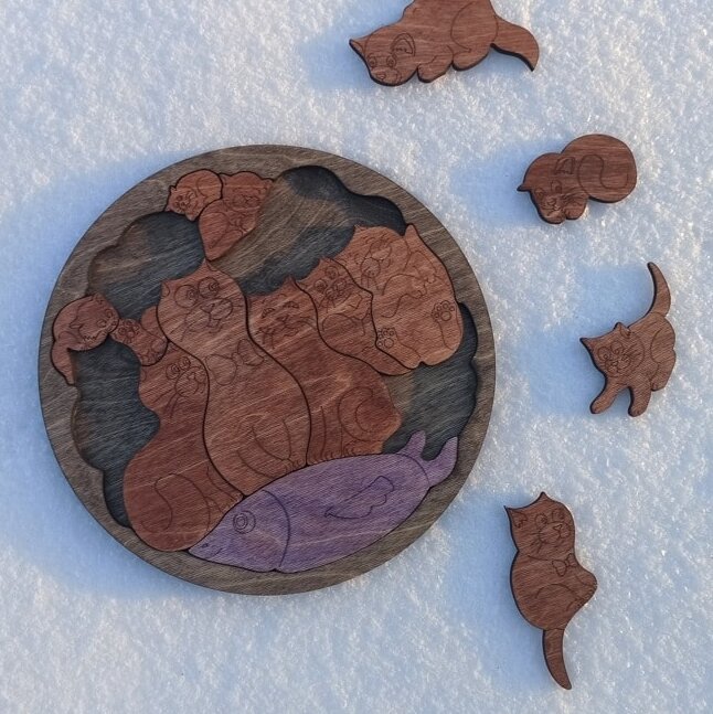 Intra απο ξύλο plywood 3mm-4mm πάχος – Ξύλινο στρογγυλό ξύλο παζλ Tetris Animal 45x50 cm INTRAVECTRY-MY556036