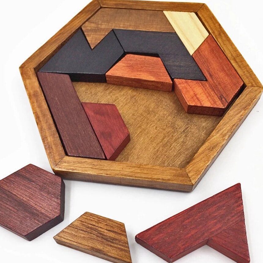 Intra απο ξύλο plywood 3mm-4mm πάχος – Ξύλινο ξύλο εξάγωνου παζλ Tetris 50x60 cm INTRAVECTRY-MY560478