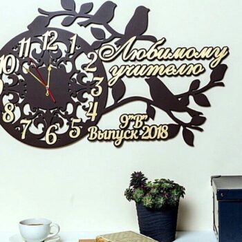 Intra απο ξύλο plywood 3mm-4mm πάχος – Birds on Branches Ξύλινο ρολόι τοίχου για το ξύλο καλύτερου δασκάλου 35x40 cm INTRAVECTRY-MY561166 - Image 1