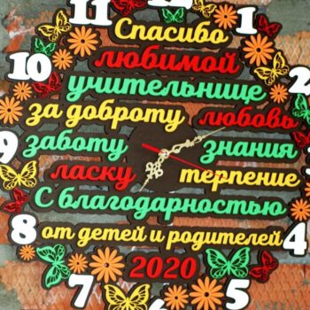 Intra απο ξύλο plywood 3mm-4mm πάχος – Ξύλινο ρολόι τοίχου με λόγια εκτίμησης για το ξύλο αγαπημένου δασκάλου 15x15 cm INTRAVECTRY-MY561167 - Image 1