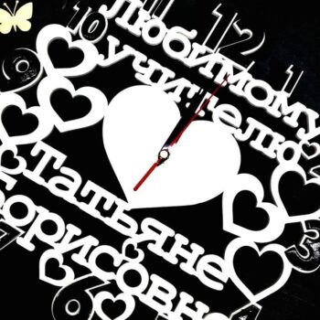 Intra απο ξύλο plywood 3mm-4mm πάχος – Εξατομικευμένο ρολόι τοίχου Love Heart για το αγαπημένο ξύλο δασκάλων 30x35 cm INTRAVECTRY-MY561168 - Image 1