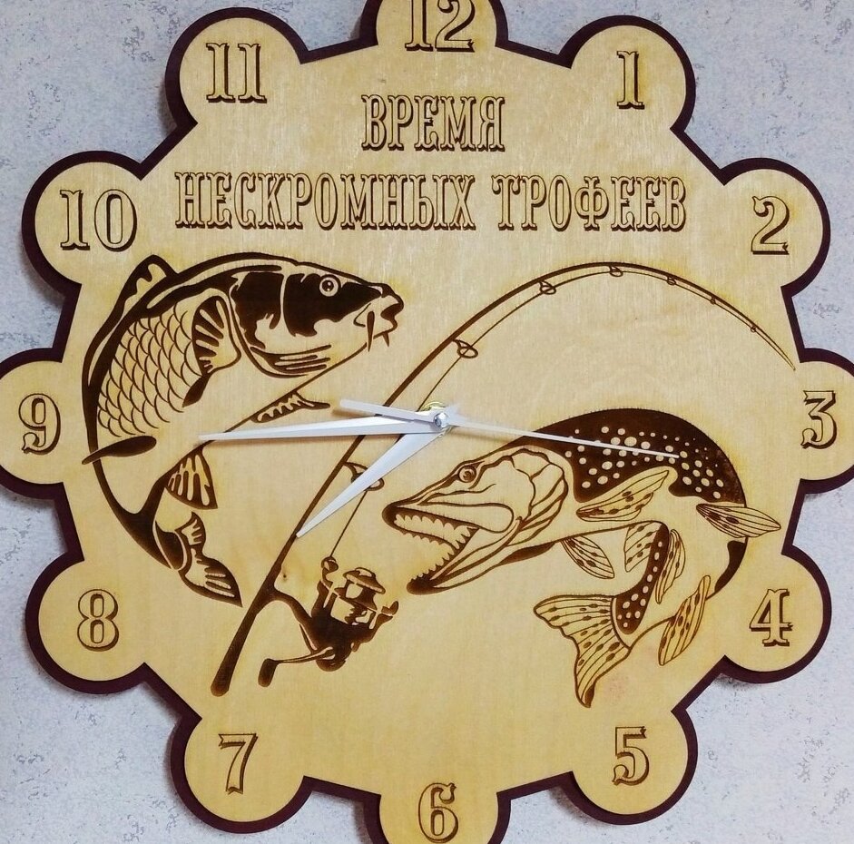 Intra απο ξύλο plywood 3mm-4mm πάχος – Ξύλινο χαραγμένο ρολόι τοίχου για ξύλο ψαρά 35x40 cm INTRAVECTRY-MY556129