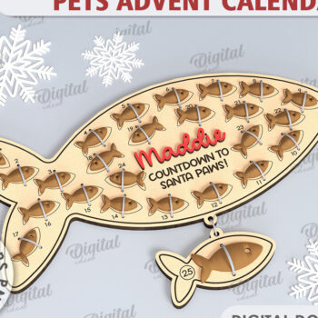 Intra απο ξύλο plywood 3mm-4mm πάχος Cat Advent Calendar Design Cut  Δίασταση 30x20 cm INTRAFABR-108510707 - Image 1