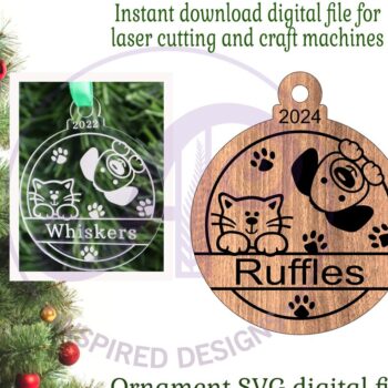 Intra απο ξύλο plywood 3mm-4mm πάχος Χριστουγεννιάτικο στολίδι για γάτα και σκύλο  Δίασταση 4x4 cm INTRAFABR-102260005 - Image 1