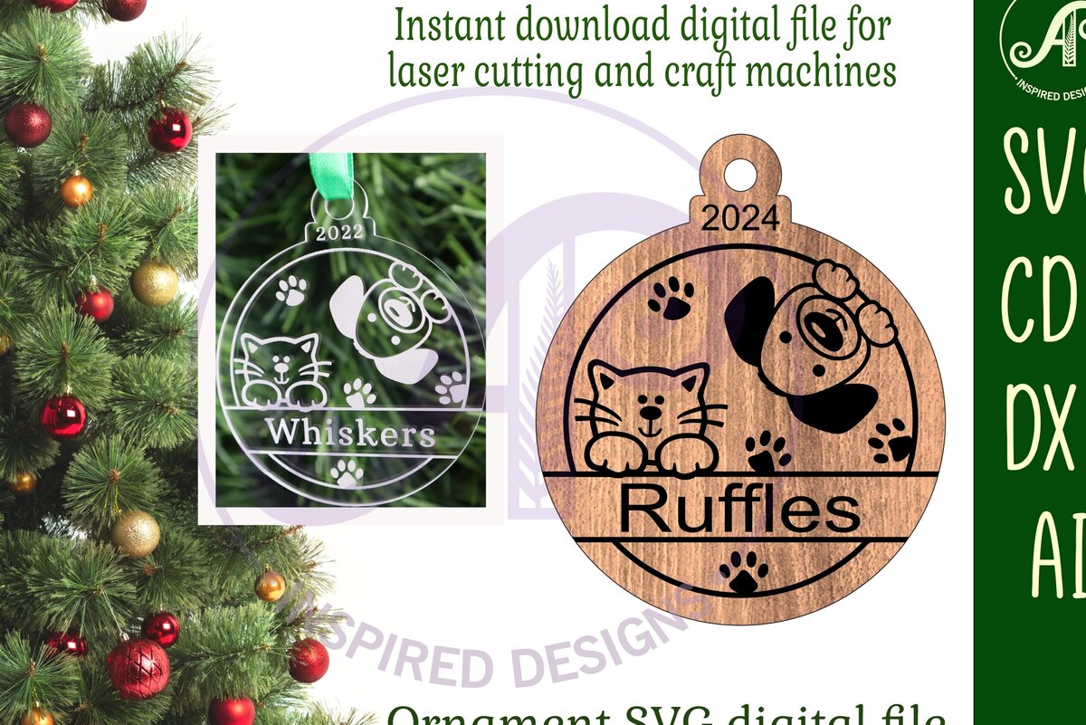 Intra απο ξύλο plywood 3mm-4mm πάχος Χριστουγεννιάτικο στολίδι για γάτα και σκύλο  Δίασταση 4x4 cm INTRAFABR-102260005