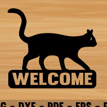 Intra απο ξύλο plywood 3mm-4mm πάχος Cat Welcome Design Διακοσμητικό τοίχου με Δίασταση 40x40 cm INTRAFABR-70294134 - Image 1