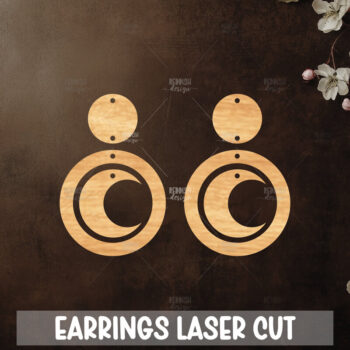 Intra απο ξύλο plywood 3mm-4mm πάχος Celestial Earrings Cut  Δίασταση 3x3 cm INTRAFABR-121183953 - Image 1