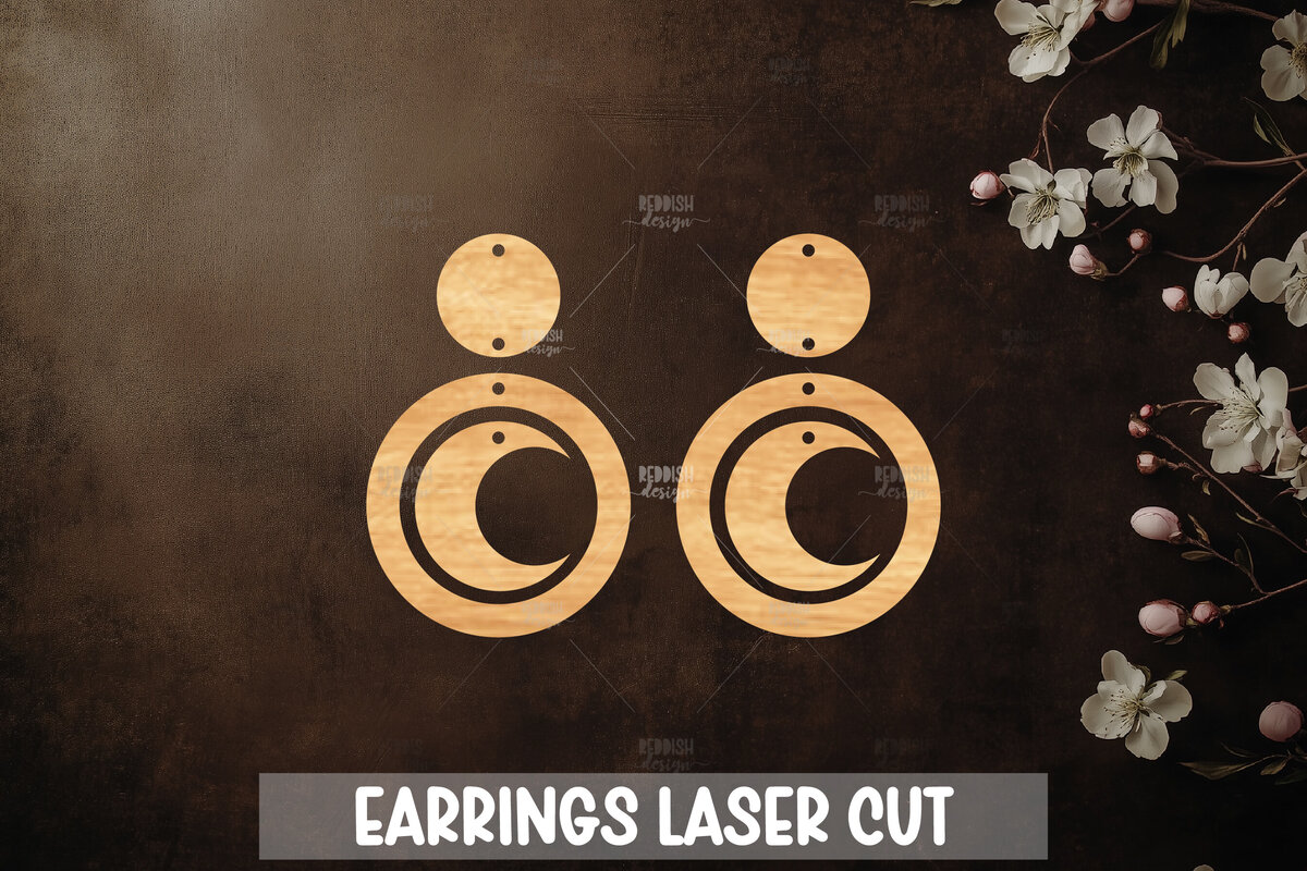 Intra απο ξύλο plywood 3mm-4mm πάχος Celestial Earrings Cut  Δίασταση 3x3 cm INTRAFABR-121183953