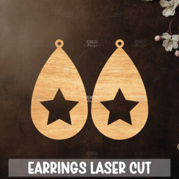 Intra απο ξύλο plywood 3mm-4mm πάχος Celestial Earrings Cut  Δίασταση 3x3 cm INTRAFABR-121183961 - Image 1