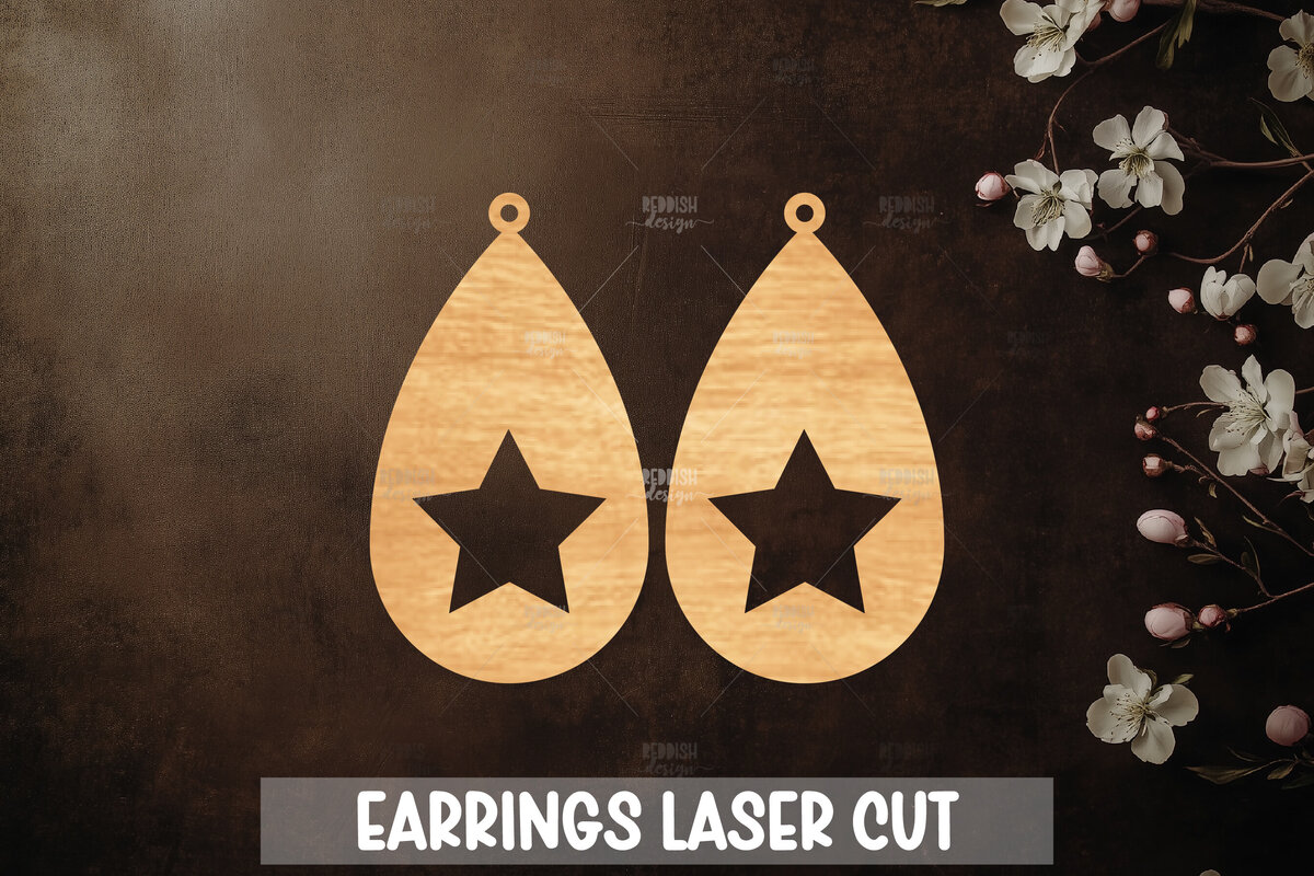 Intra απο ξύλο plywood 3mm-4mm πάχος Celestial Earrings Cut  Δίασταση 3x3 cm INTRAFABR-121183961