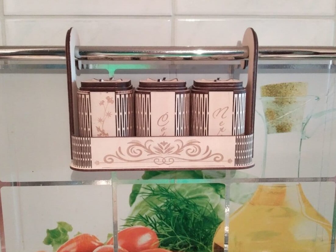 Intra απο ξύλο plywood 3mm-4mm πάχος – Ξύλινο ράφι και βάζα για μπαχαρικά 35x40 cm INTRAVECTRY-MY556138