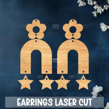 Intra απο ξύλο plywood 3mm-4mm πάχος Celestial Earrings Cut  Δίασταση 3x3 cm INTRAFABR-121183968 - Image 1