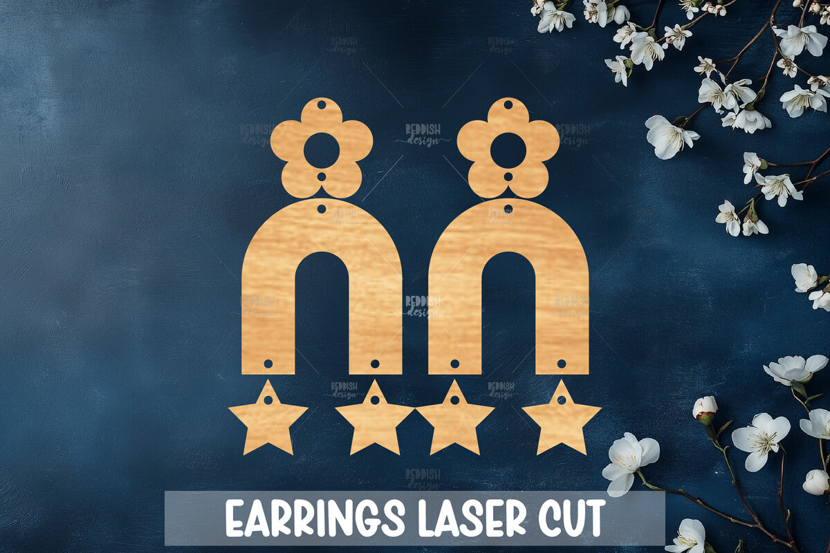 Intra απο ξύλο plywood 3mm-4mm πάχος Celestial Earrings Cut  Δίασταση 3x3 cm INTRAFABR-121183968