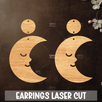 Intra απο ξύλο plywood 3mm-4mm πάχος Celestial Earrings Cut  Δίασταση 3x3 cm INTRAFABR-121183790 - Image 1