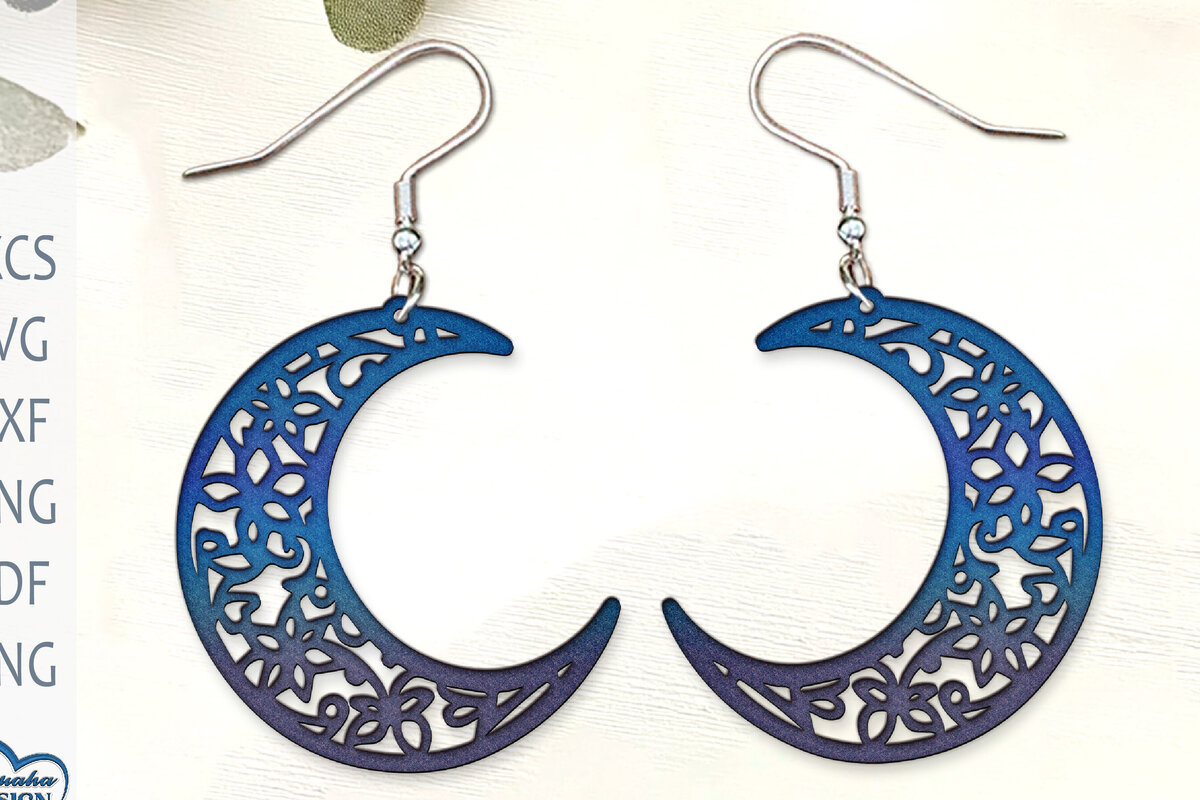 Intra απο ξύλο plywood 3mm-4mm πάχος Ουράνια Σκουλαρίκια. Σκουλαρίκια Moon  Δίασταση 4x4 cm INTRAFABR-125237982