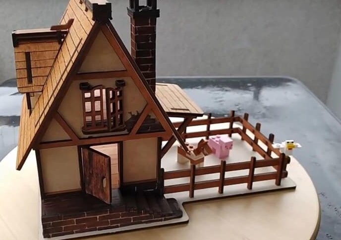 Intra απο ξύλο plywood 3mm-4mm πάχος – Διάταξη μοντέλου μεσαιωνικού σπιτιού από κόντρα πλακέ 35x40 cm INTRAVECTRY-MY560483
