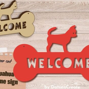 Intra απο ξύλο plywood 3mm-4mm πάχος Σήμα καλωσορίσματος σκύλου Chihuahua, Dog Lover Δίασταση 15x15 cm INTRAFABR-85071516 - Image 1