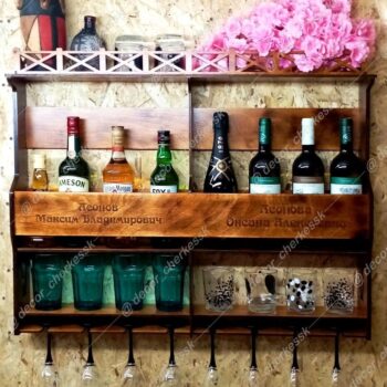 Intra απο ξύλο plywood 3mm-4mm πάχος – Επιτοίχιο Ράφι μπουκαλιού κρασιού και ράφι γυάλινης θήκης 20x25 cm INTRAVECTRY-MY559199 - Image 1