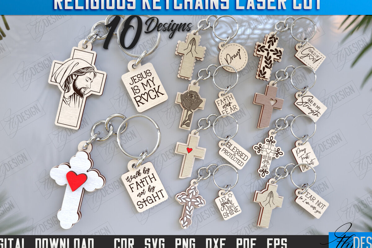 Intra απο ξύλο plywood 3mm-4mm πάχος Christian Keychain |CNC Δίασταση 6x6 cm INTRAFABR-123417715