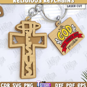 Intra απο ξύλο plywood 3mm-4mm πάχος Christian Keychain | Μπρελόκ Δίασταση 6x6 cm INTRAFABR-123418331