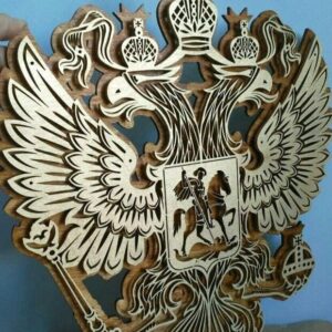 Intra απο ξύλο plywood 3mm-4mm πάχος – Εθνόσημο της Ρωσίας Ξύλινο σύμβολο διακόσμησης τοίχου 15x15 cm INTRAVECTRY-MY557372