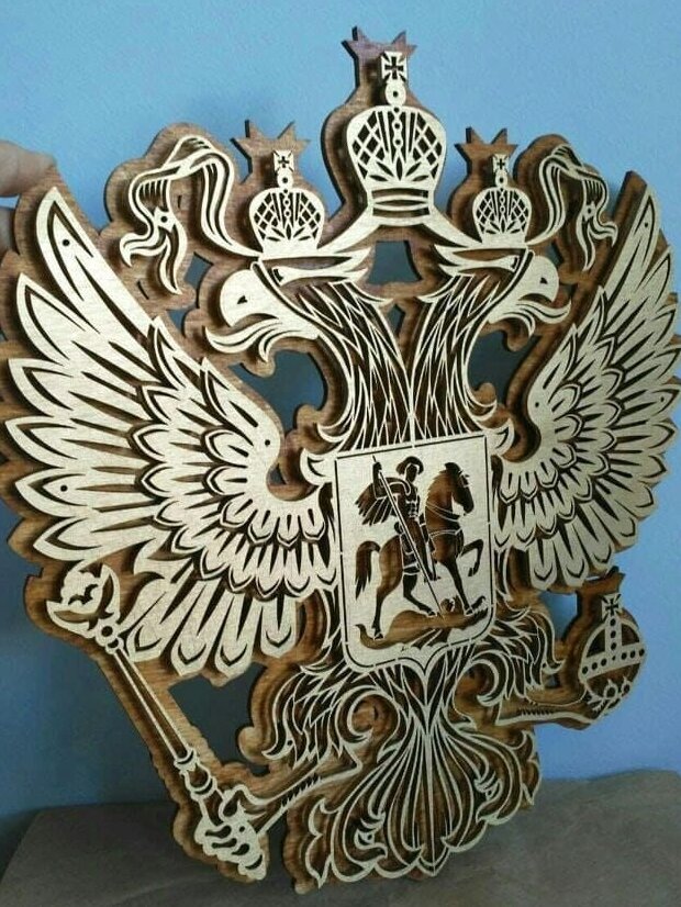 Intra απο ξύλο plywood 3mm-4mm πάχος – Εθνόσημο της Ρωσίας Ξύλινο σύμβολο διακόσμησης τοίχου 50x60 cm INTRAVECTRY-MY560866