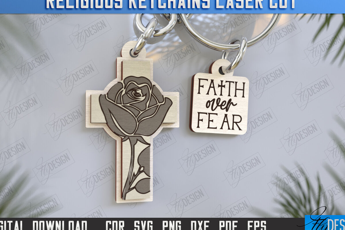 Intra απο ξύλο plywood 3mm-4mm πάχος Christian Keychain | Μπρελόκ Δίασταση 6x6 cm INTRAFABR-123417644