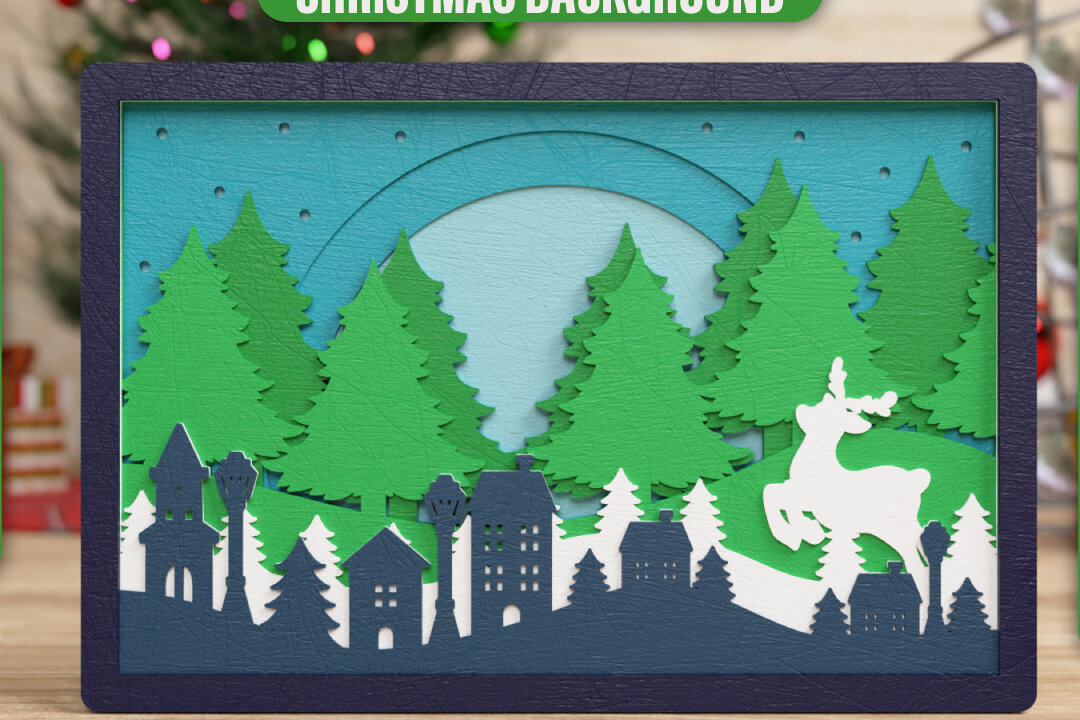 Intra απο ξύλο plywood 3mm-4mm πάχος Χριστουγεννιάτικο φόντο 3D Πολυεπίπεδο Δίασταση 40x40 cm INTRAFABR-76543248