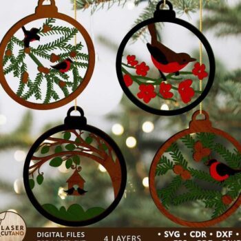 Intra απο ξύλο plywood 3mm-4mm πάχος Χριστουγεννιάτικο Πουλιά , Διακοσμητικά Στολίδια Δίασταση 4x4 cm INTRAFABR-85996257 - Image 1