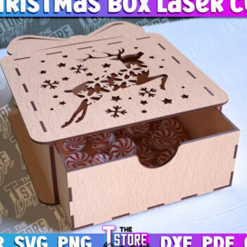 Intra απο ξύλο plywood 3mm-4mm πάχος Χριστουγεννιάτικο κουτί | CNC Δίασταση 15x15 cm INTRAFABR-86353753 - Image 1