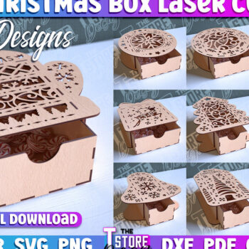 Intra απο ξύλο plywood 3mm-4mm πάχος Χριστουγεννιάτικο κουτί | CNC Δίασταση 15x15 cm INTRAFABR-86353767 - Image 1