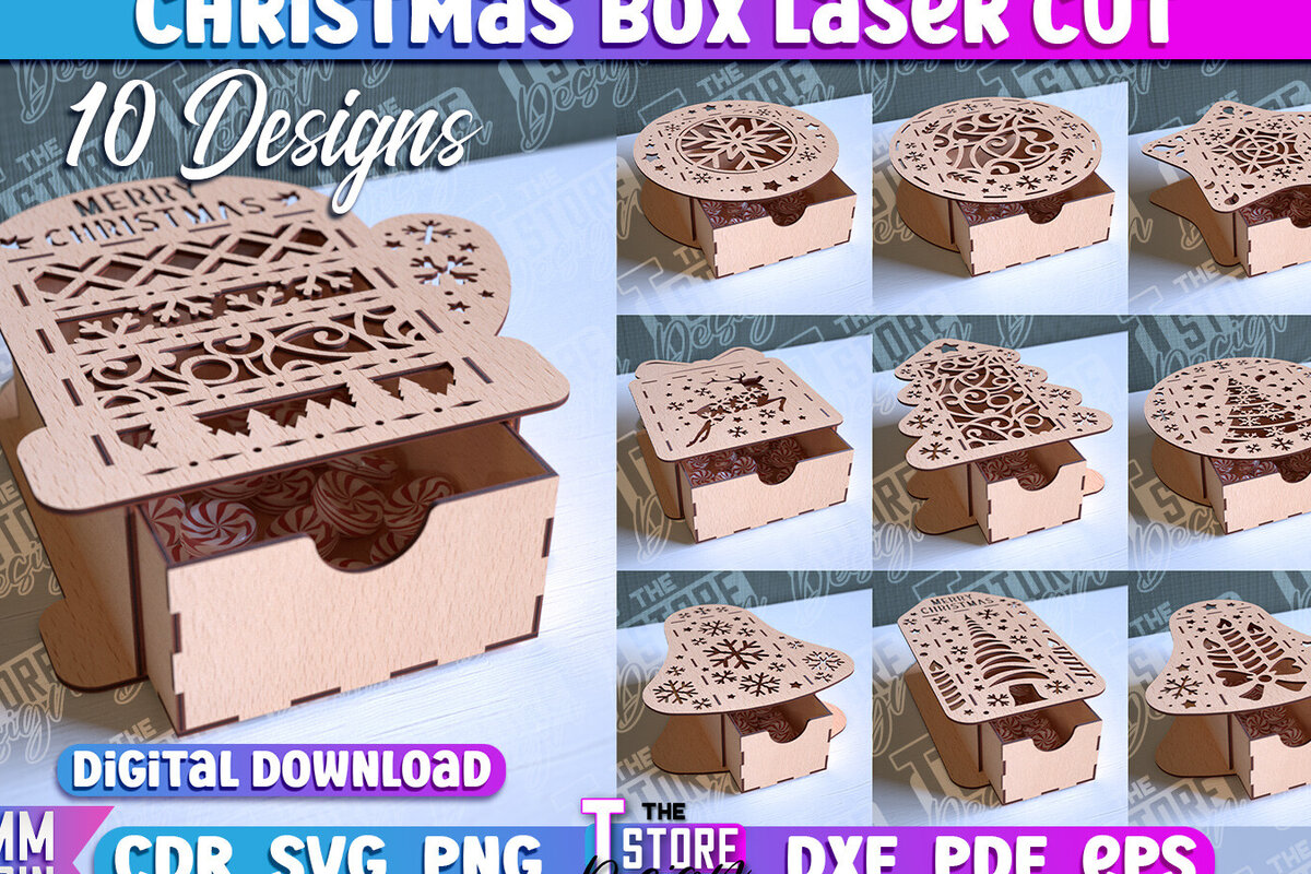 Intra απο ξύλο plywood 3mm-4mm πάχος Χριστουγεννιάτικο κουτί | CNC Δίασταση 15x15 cm INTRAFABR-86353767