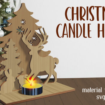 Intra απο ξύλο plywood 3mm-4mm πάχος Χριστουγεννιάτικες Κηροπήγια. Xmas Δίασταση 15x15 cm INTRAFABR-80867098 - Image 1