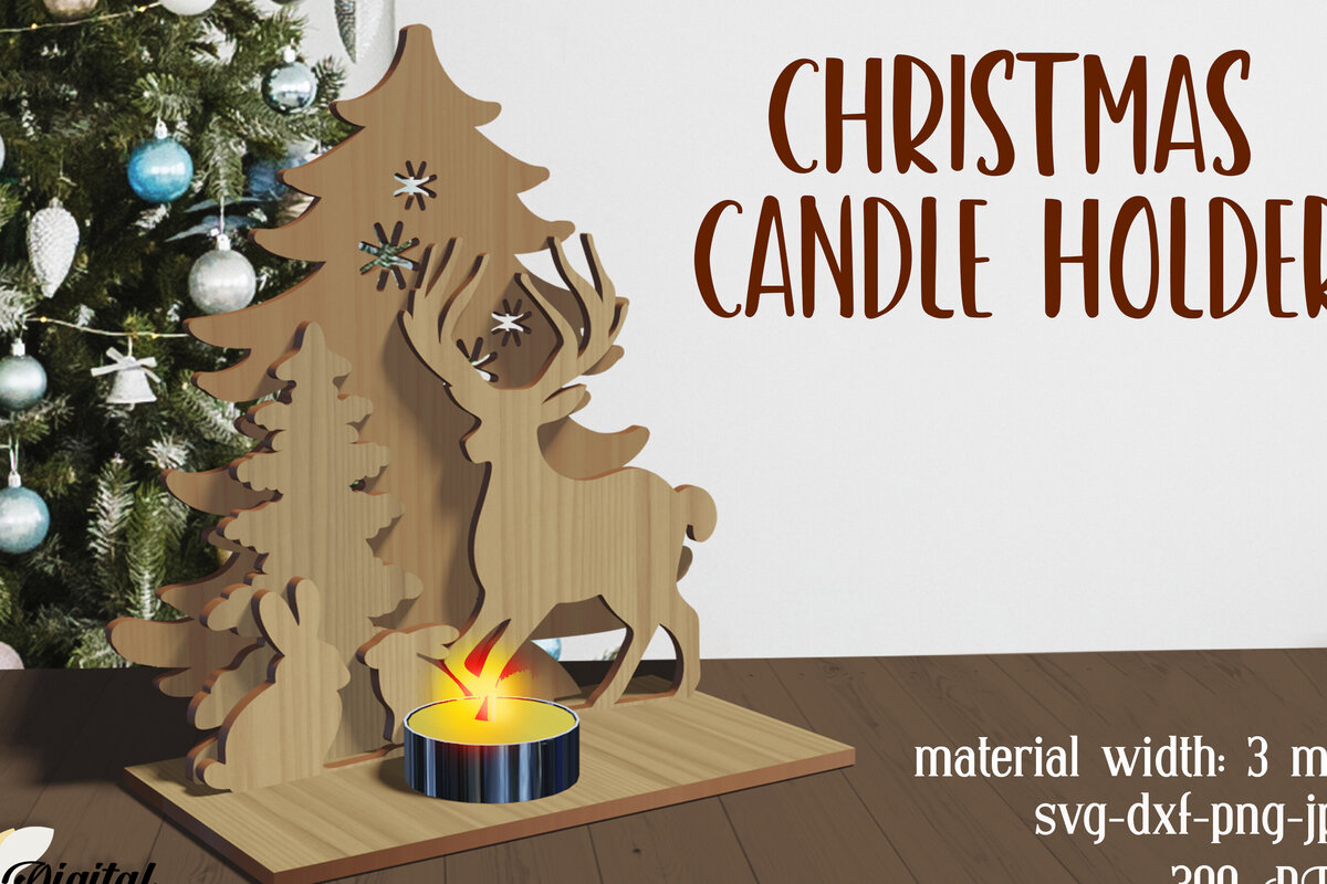 Intra απο ξύλο plywood 3mm-4mm πάχος Χριστουγεννιάτικες Κηροπήγια. Xmas Δίασταση 15x15 cm INTRAFABR-80867098