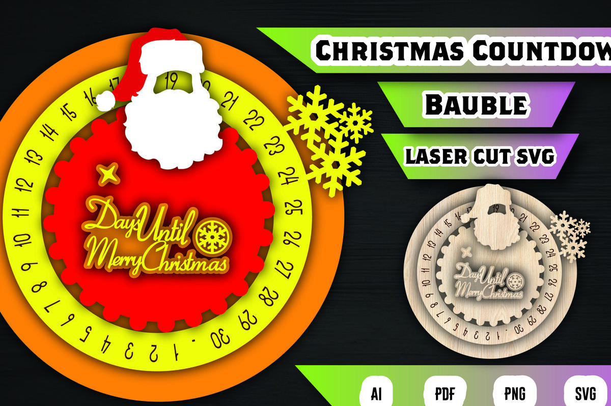 Intra απο ξύλο plywood 3mm-4mm πάχος Χριστουγεννιάτικη αντίστροφη μέτρηση Μπιχλιμπίδι Δίασταση 15x15 cm INTRAFABR-106394450