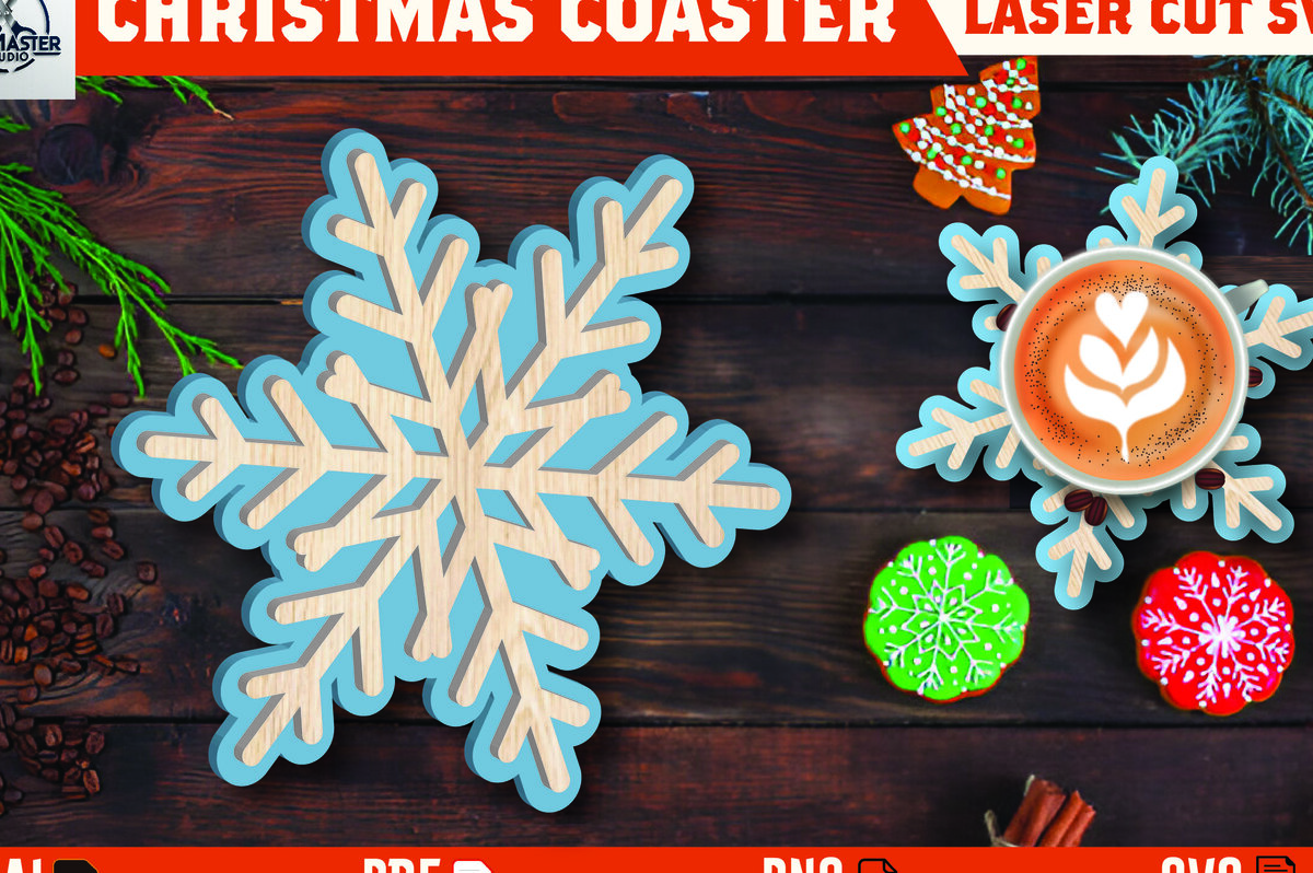 Intra απο ξύλο plywood 3mm-4mm πάχος Christmas Cup Coaster Cut  Δίασταση 15x15 cm INTRAFABR-107978245