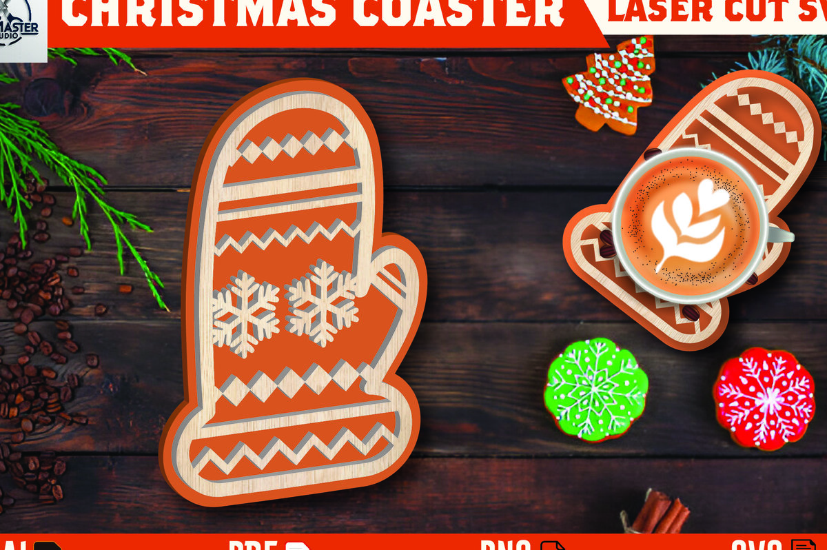 Intra απο ξύλο plywood 3mm-4mm πάχος Christmas Cup Coaster Cut  Δίασταση 15x15 cm INTRAFABR-107978278