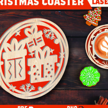 Intra απο ξύλο plywood 3mm-4mm πάχος Christmas Cup Coaster Cut  Δίασταση 15x15 cm INTRAFABR-107978302 - Image 1