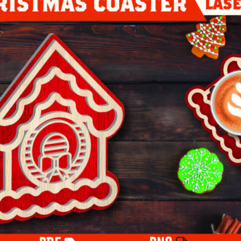 Intra απο ξύλο plywood 3mm-4mm πάχος Christmas Cup Coaster Cut  Δίασταση 15x15 cm INTRAFABR-107978336 - Image 1