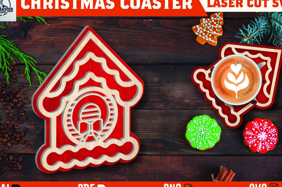 Intra απο ξύλο plywood 3mm-4mm πάχος Christmas Cup Coaster Cut  Δίασταση 15x15 cm INTRAFABR-107978336